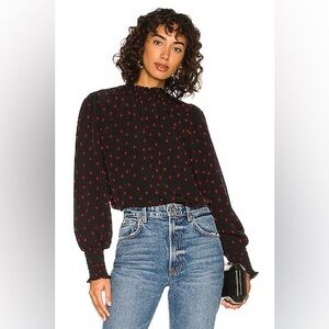Sanctuary Black Blouse with Red Dots